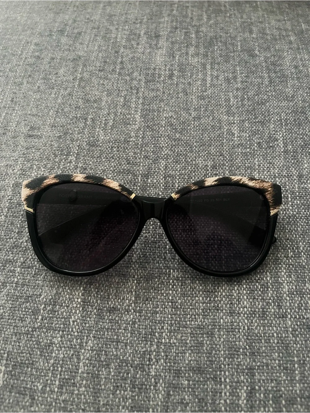 Women’s Black Sunglasses with Leopard Print Accent